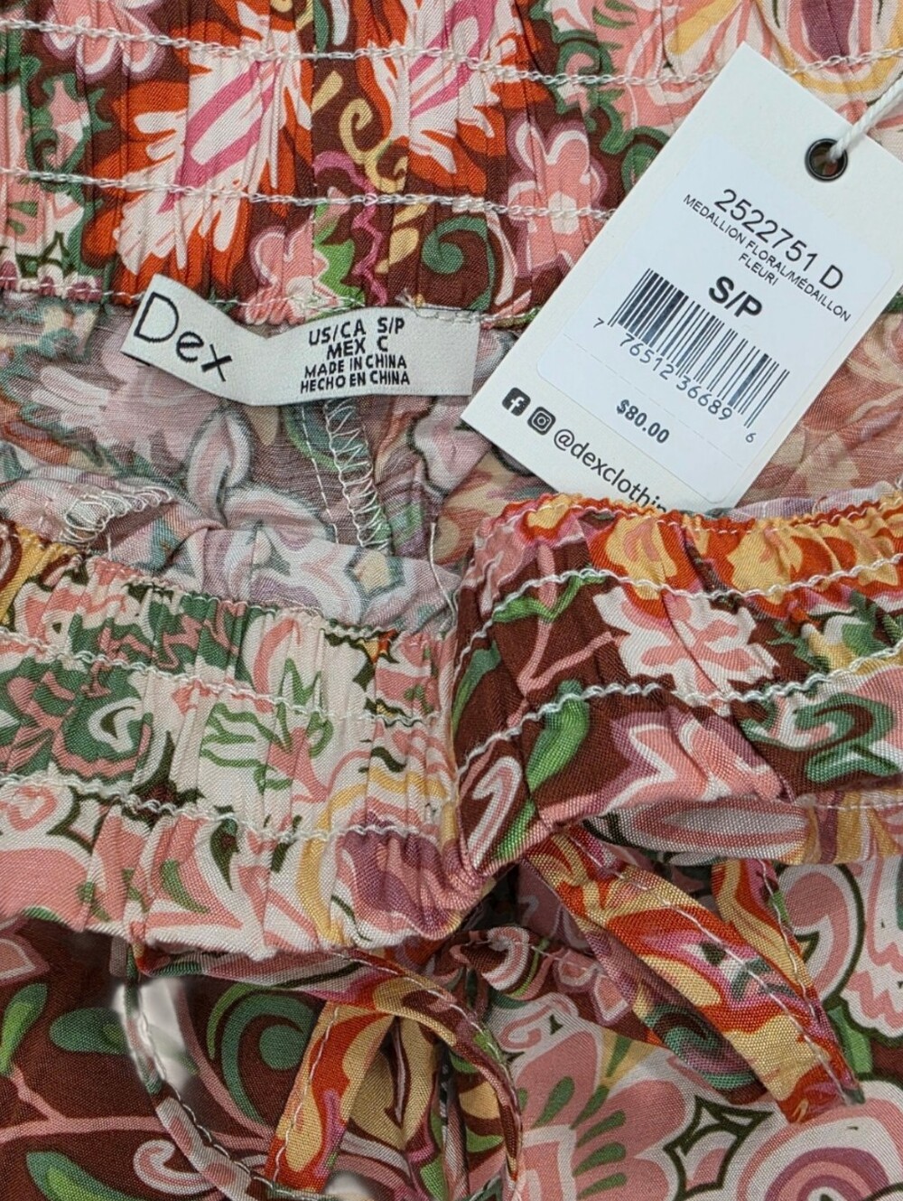 DEX Boho Wide Leg Floral Pants Medallion Resort Vacation NWT Small - Picture 8 of 10